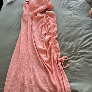 Pink Ruched Maxi Dress